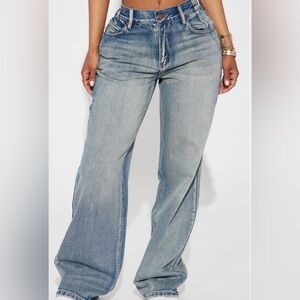 Fashion Nova Blue Flare Wide Leg Jeans